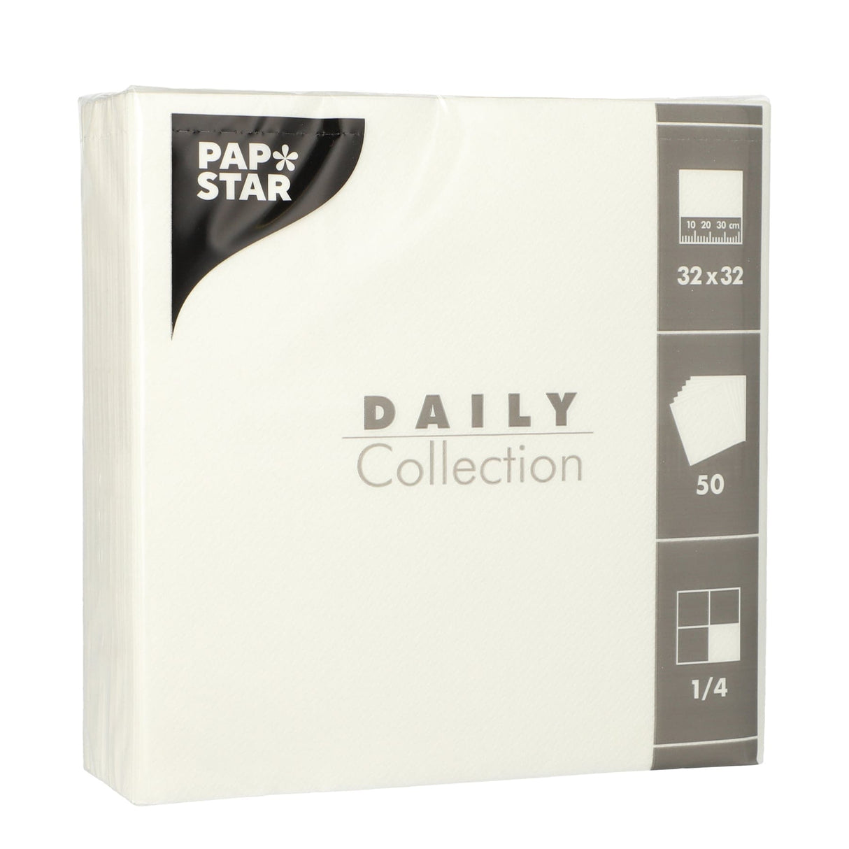 Papstar DAILY Collection Servietten, 32x32 cm, 1/4 Falz, weiß 1 Karton (14 Packungen × 50 Stück)