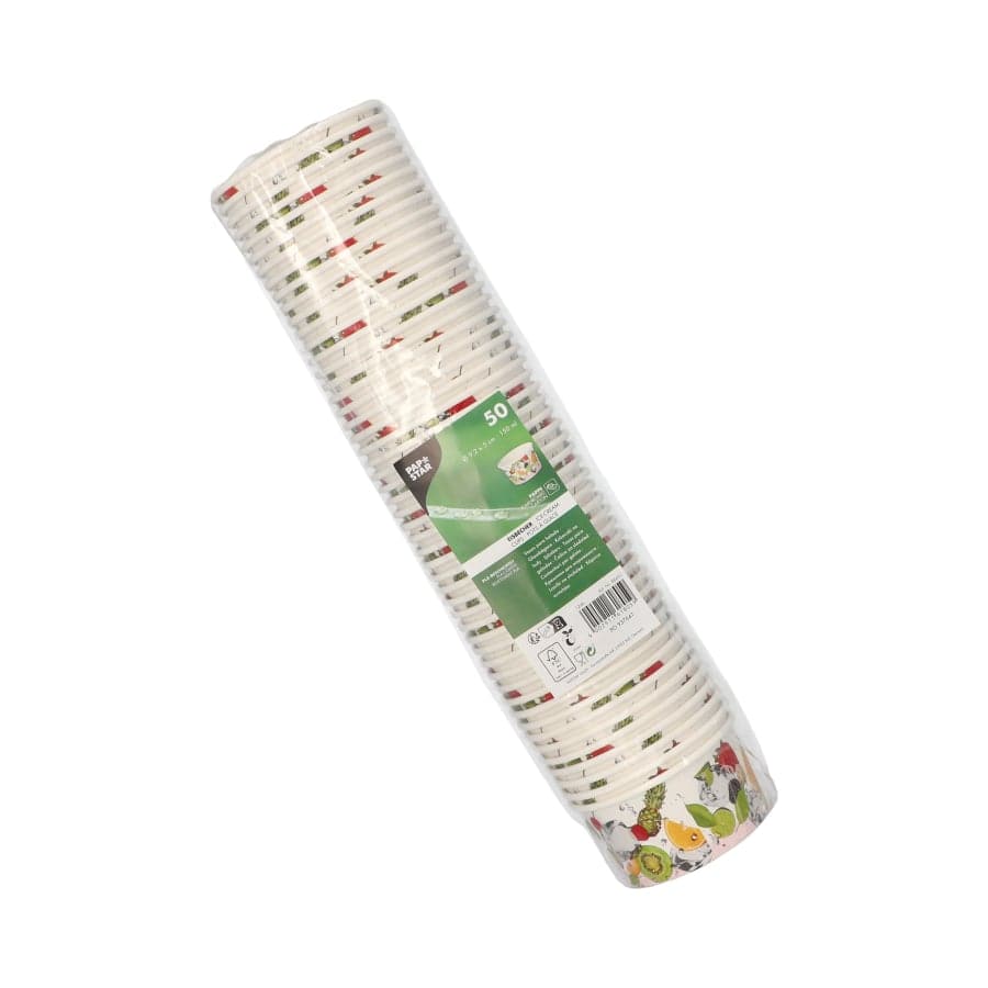 Papstar Eisbecher Pappe, rund, 150 ml, Motiv "Früchte"