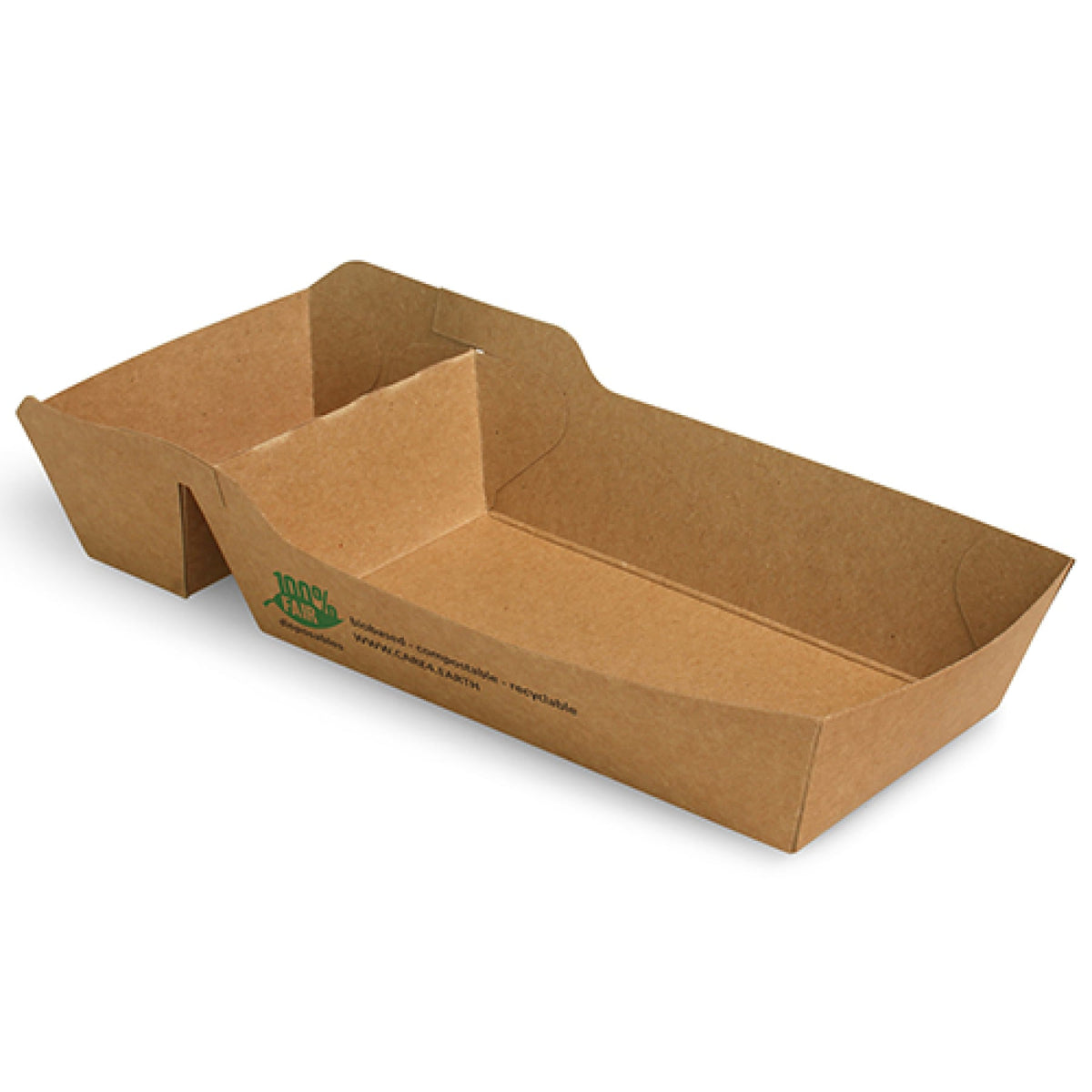 Papstar Pure „100% Fair“ Pommes-Frites-Trays aus Pappe, 2-geteilt 1 Packung (80 Stück), Mittel