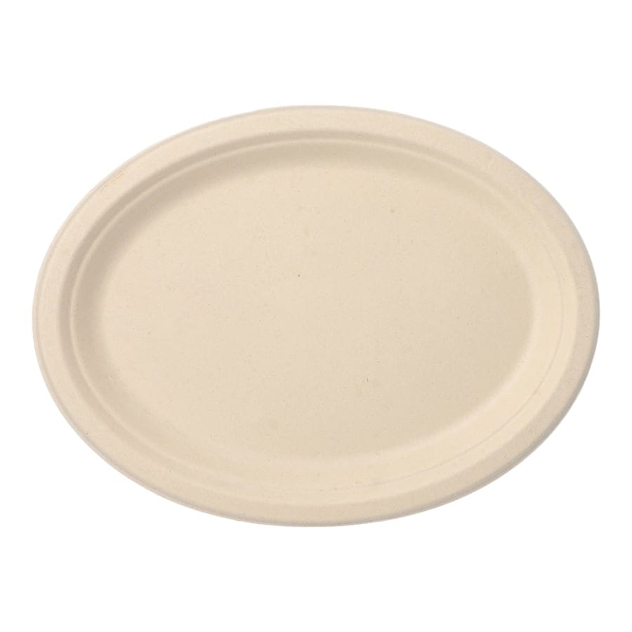 Papstar Pure Einwegteller, Zuckerrohr, oval 26 x 20 cm