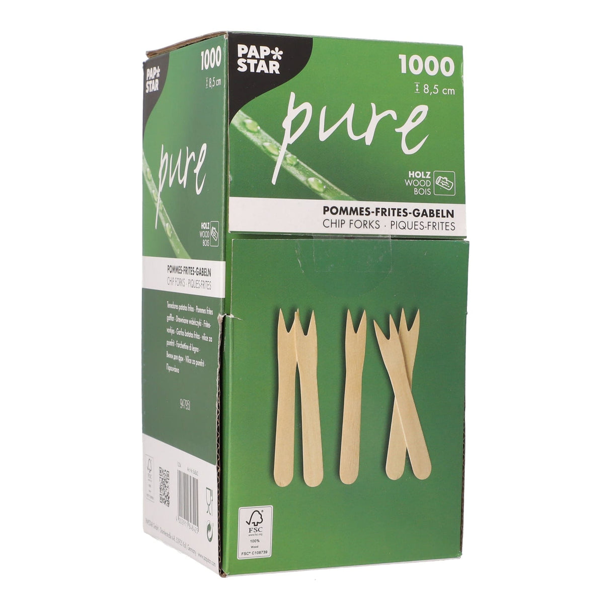 Papstar Pure Pommes-Gabeln, Holz