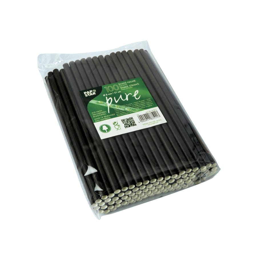 Papstar Pure Shake-Halme, schwarz 1 Karton (10 Packungen × 100 Stück)