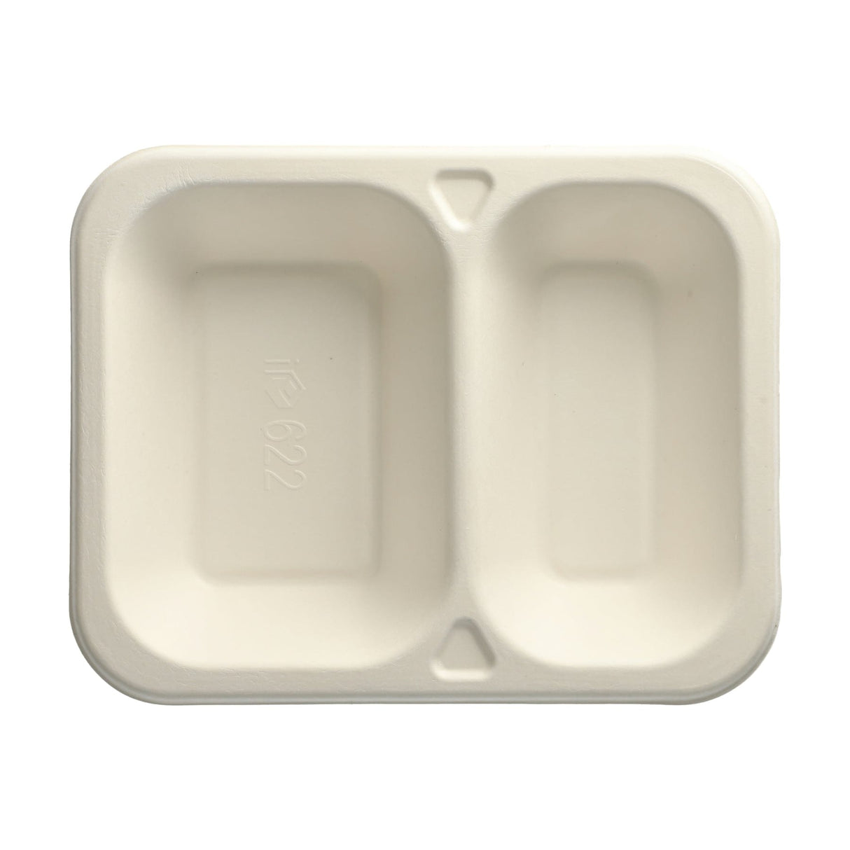 PAPSTAR Pure Siegelschalen Zuckerrohr-Schale, 600 ml, 2-geteilt 1 Karton (6 Packungen × 100 Stück), Weiß