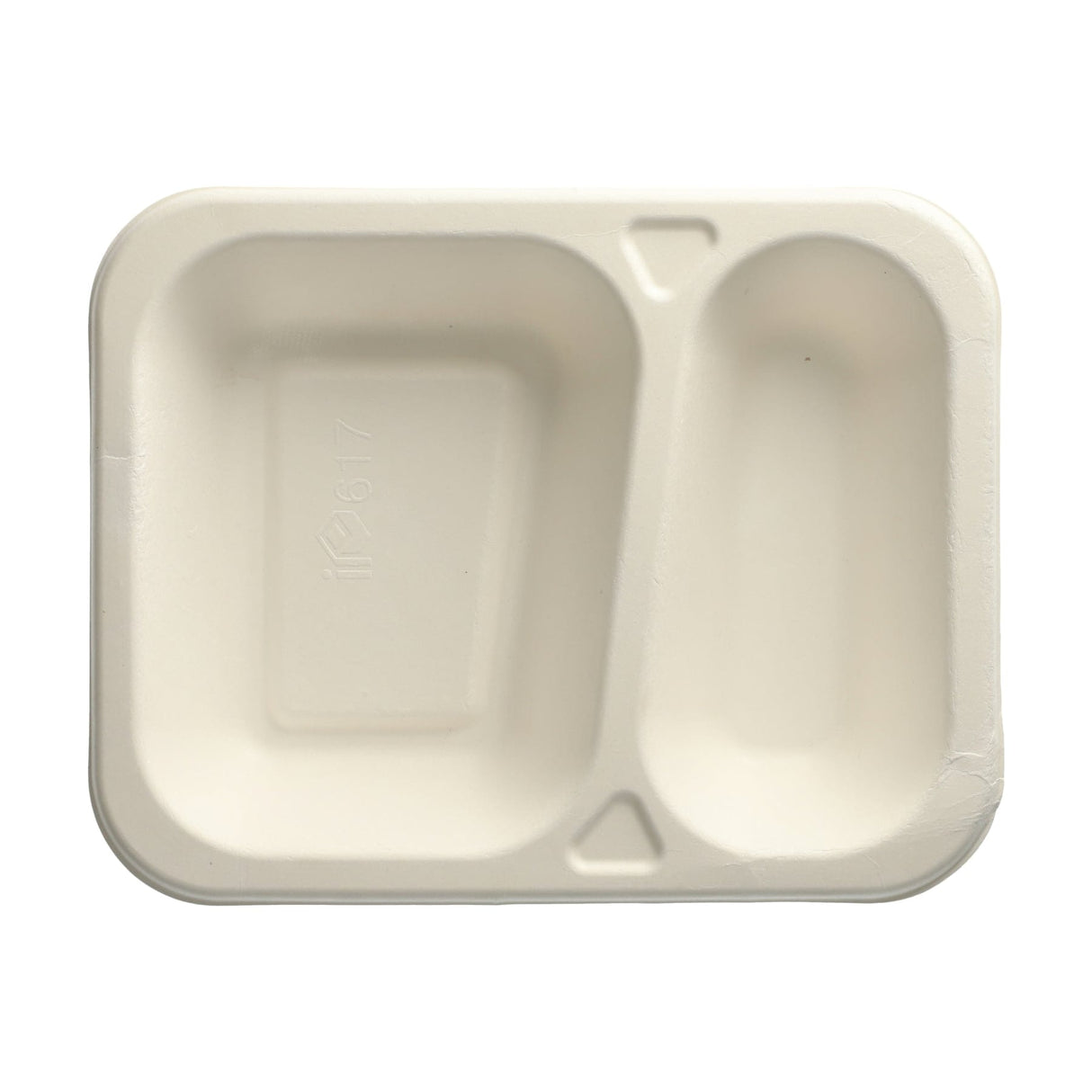 PAPSTAR Pure Siegelschalen Zuckerrohr-Schale, 725 ml, 2-geteilt 1 Karton (6 Packungen × 100 Stück), Weiß