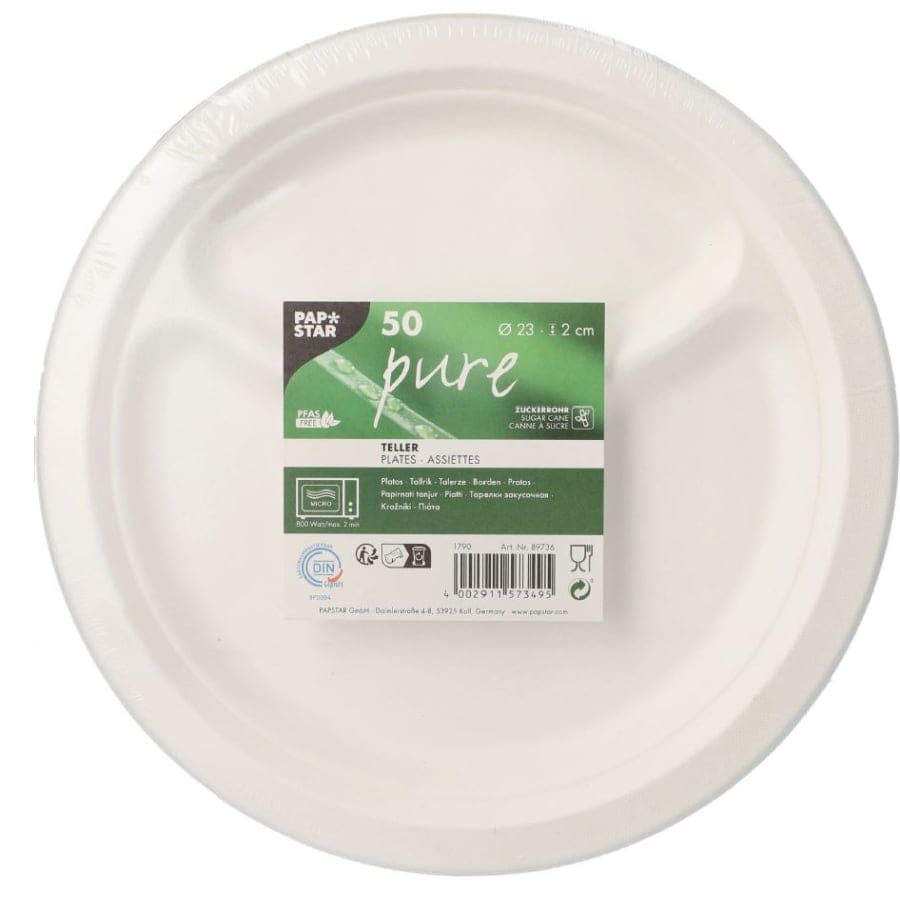 Papstar Pure Teller Zuckerrohr, 2-geteilt