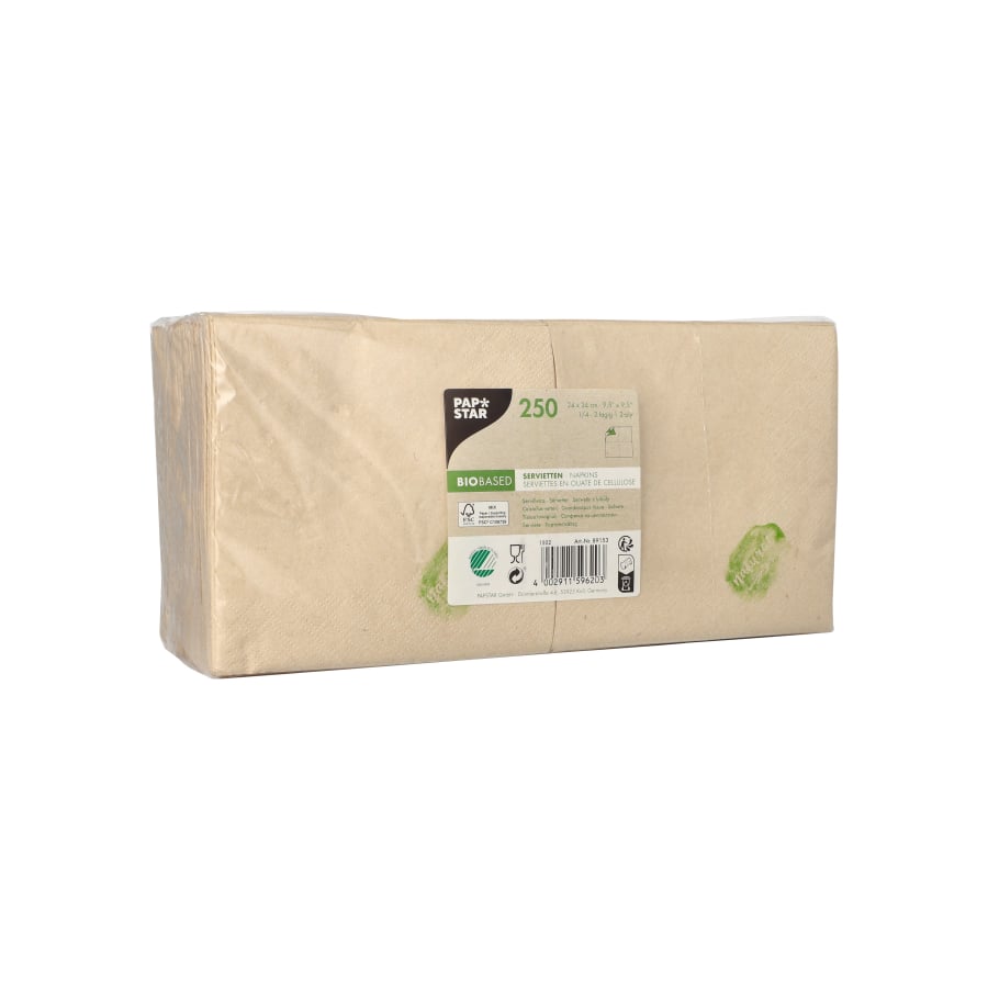 Papstar Servietten natur ungebleicht, 1/4 Falz, 2-lagig