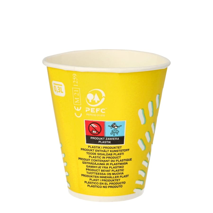 Papstar Trinkbecher 0,3 l, Pappe, gelb