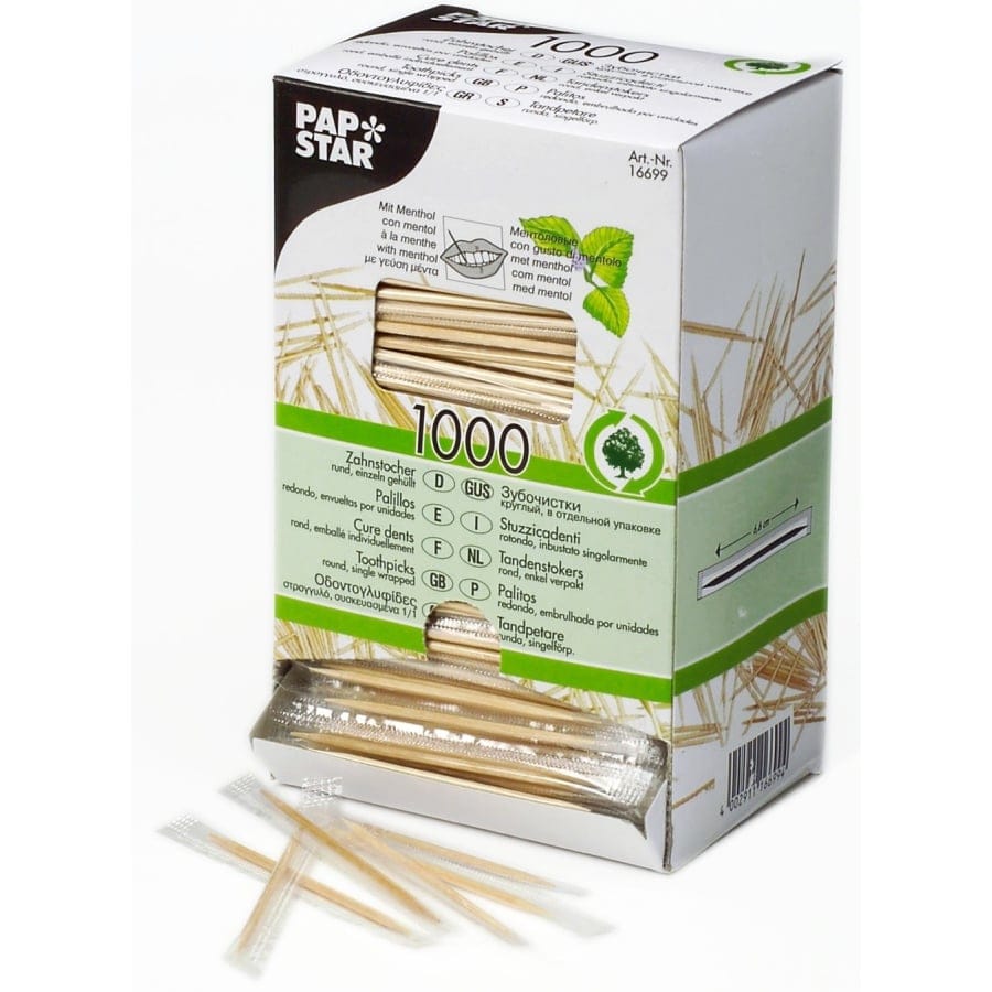 Papstar Zahnstocher, Holz mit Menthol