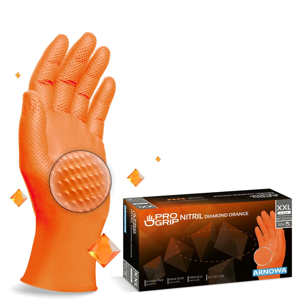 PROGRIP Nitril Diamond Orange Einmalhandschuhe, puderfrei, orange