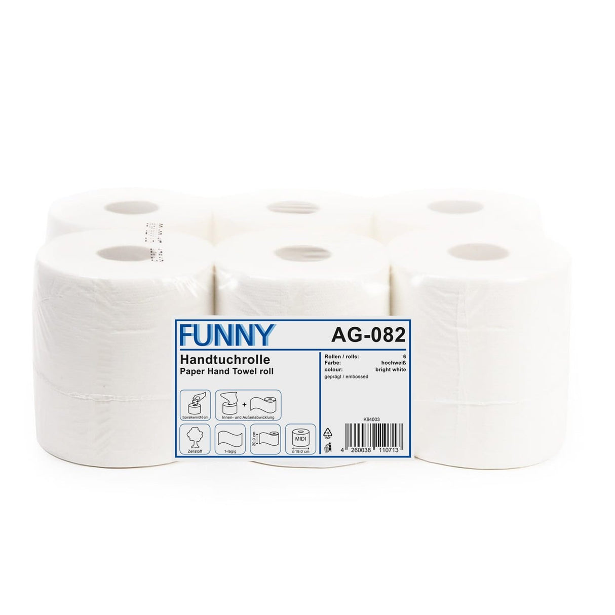 Rollenhandtuchpapier, 1-lagig, hochweiß, Zellstoff