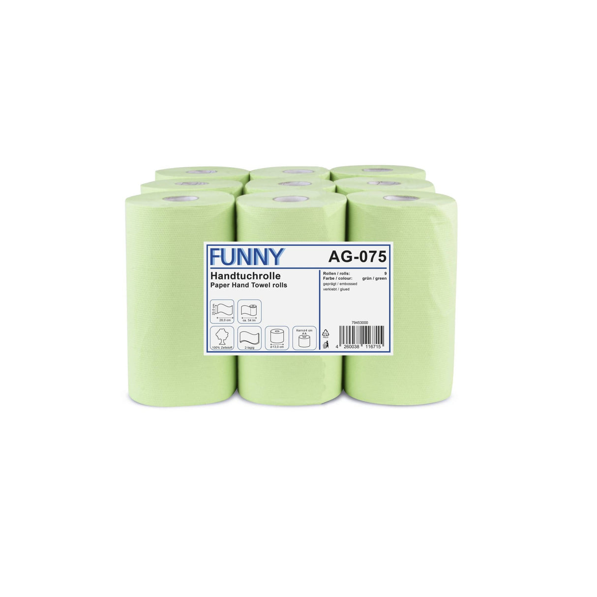 Rollenhandtuchpapier, 2-lagig, hellgrün, perforiert