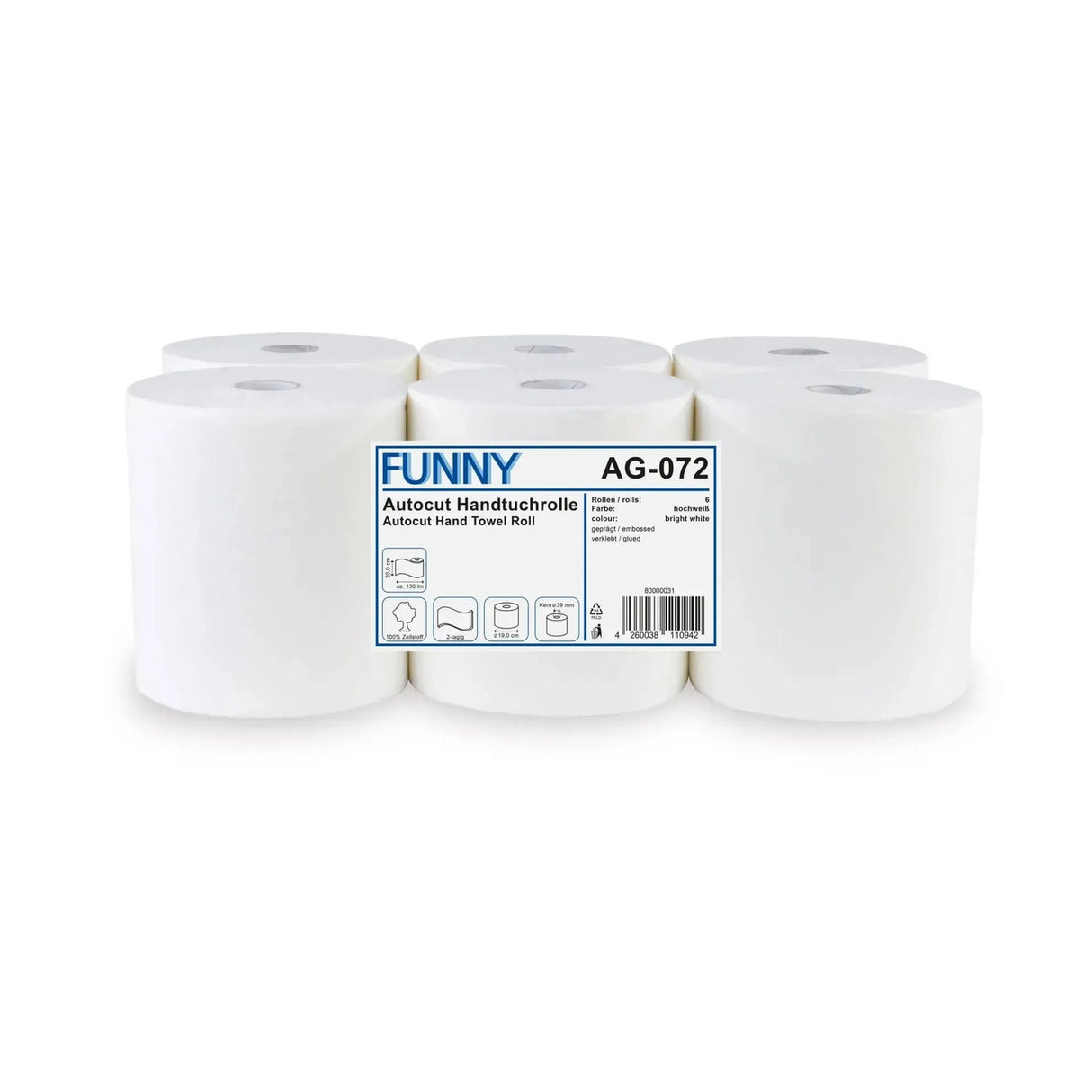 Rollenhandtuchpapier, Tissue 2-lagig, hochweiß
