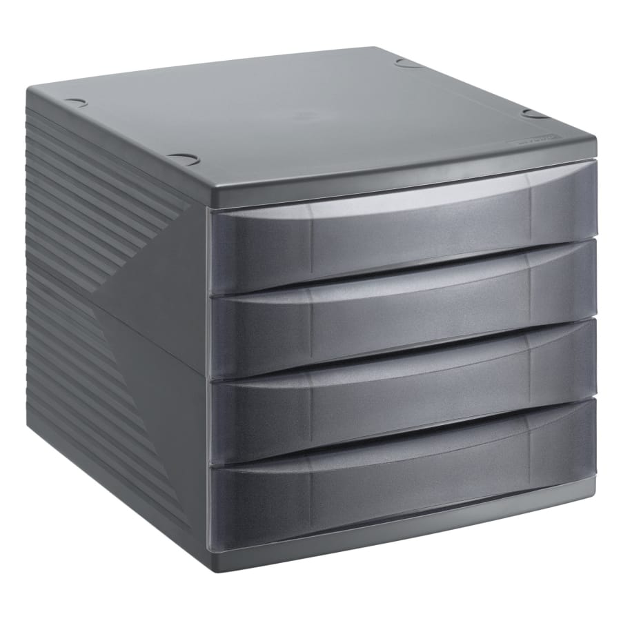 Rotho Bürobox mit Schubfächern QUADRA, 4 Schubfächer, grau
