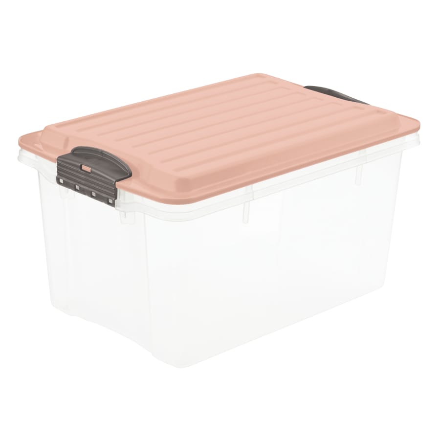 Rotho COMPACT Stapelbox A5 4,5 l, transparent/linnea pink