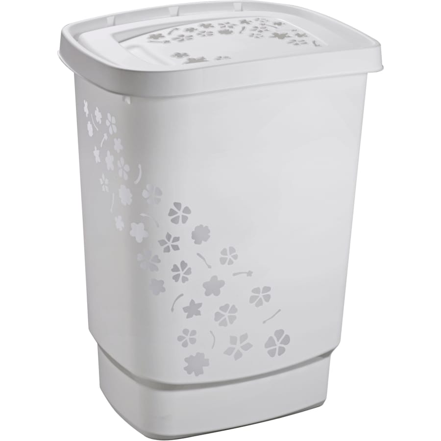 Rotho FLOWERS Wäschesammler, 55 Liter cool grey