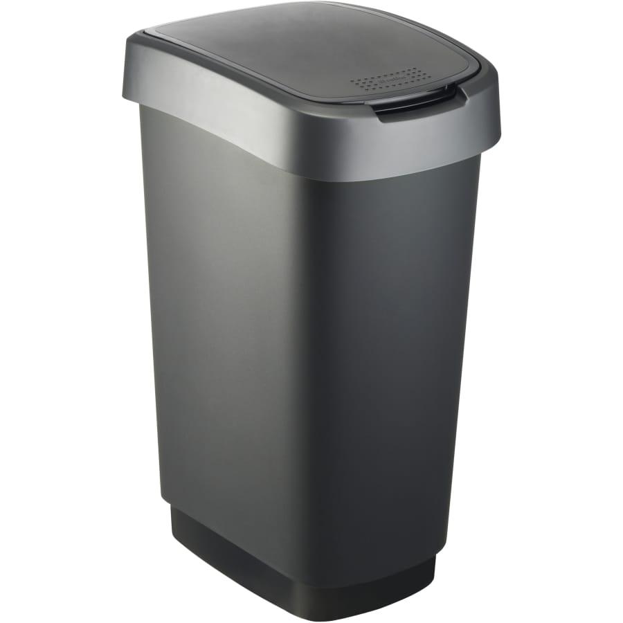 Rotho Mülleimer TWIST 50 Liter, dunkelsilber