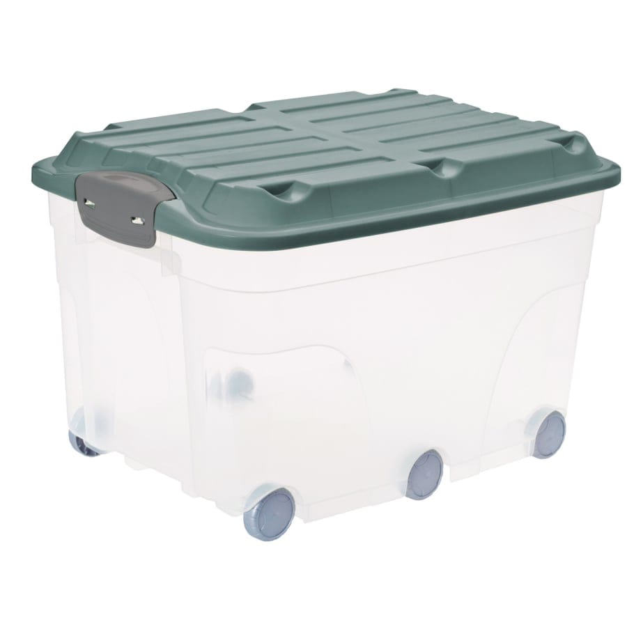 Rotho ROLLER6 Rollbox, 57 Liter transparent/mistletoe green