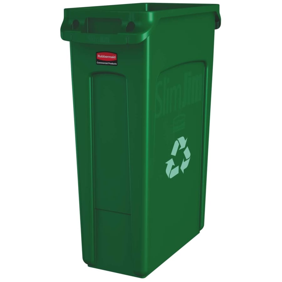 Rubbermaid Abfalleimer Slim Jim®, 87 Liter grün mit Recycling-Logo