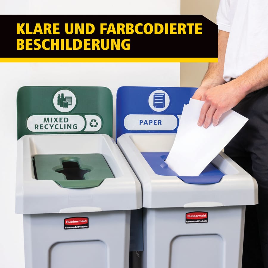 Rubbermaid Mülltrennsystem Slim Jim®, 3 Fächer à 87 Liter