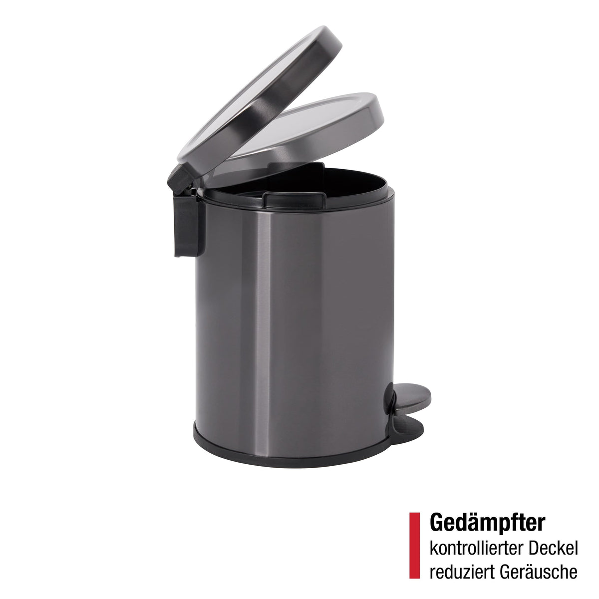 Rubbermaid Treteimer rund – 6 L Edelstahl Anthrazit, mit Deckel