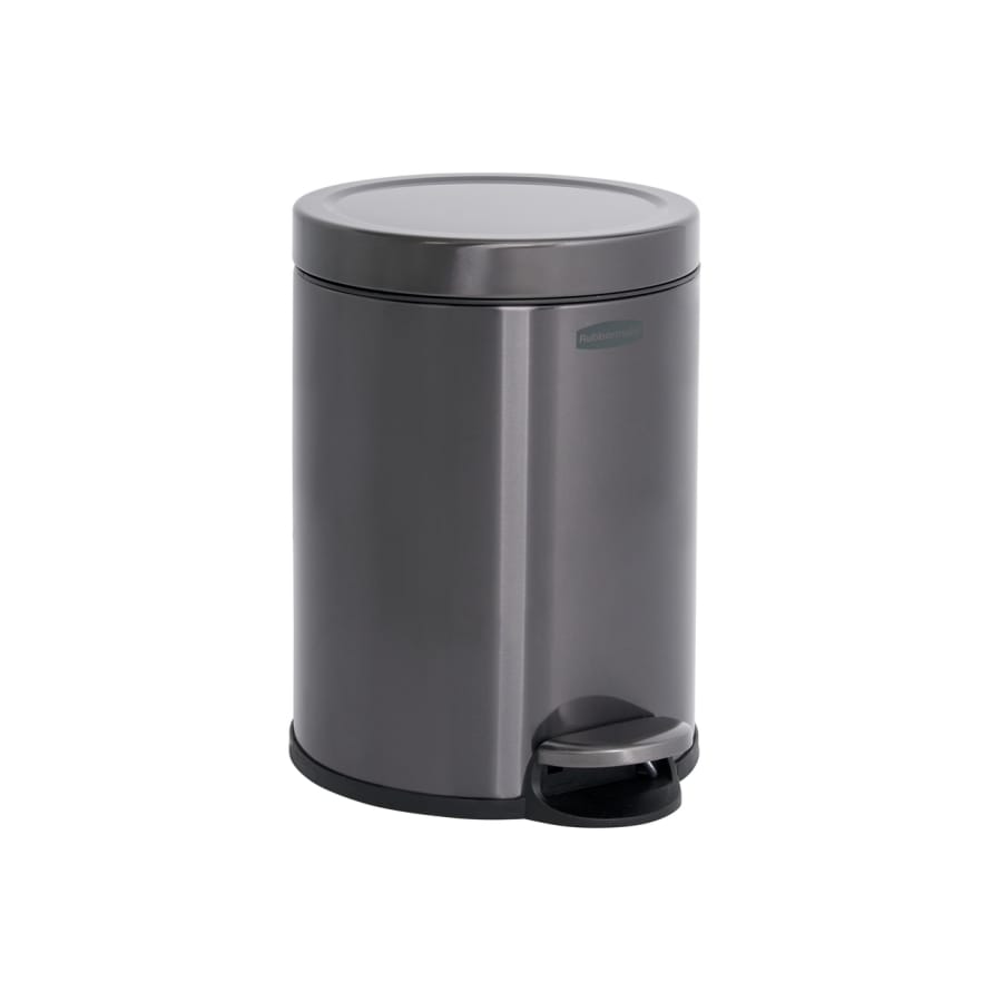 Rubbermaid Treteimer rund – 6 L Edelstahl Anthrazit, mit Deckel