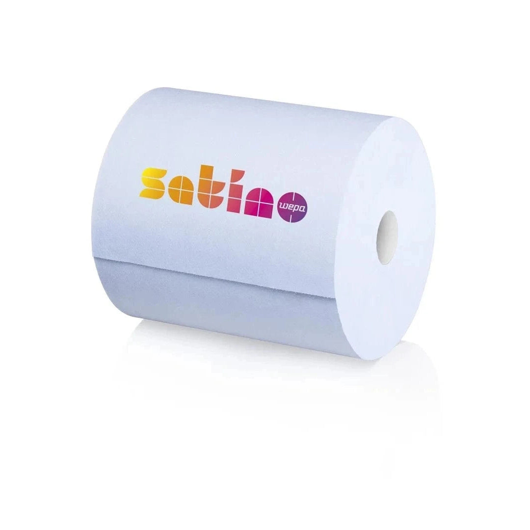 Satino Comfort 2-lagige Putzrolle in blau, 350 Meter lang, aus 100 % Recyclingpapier, ideal für Gewerbe und Industrie.