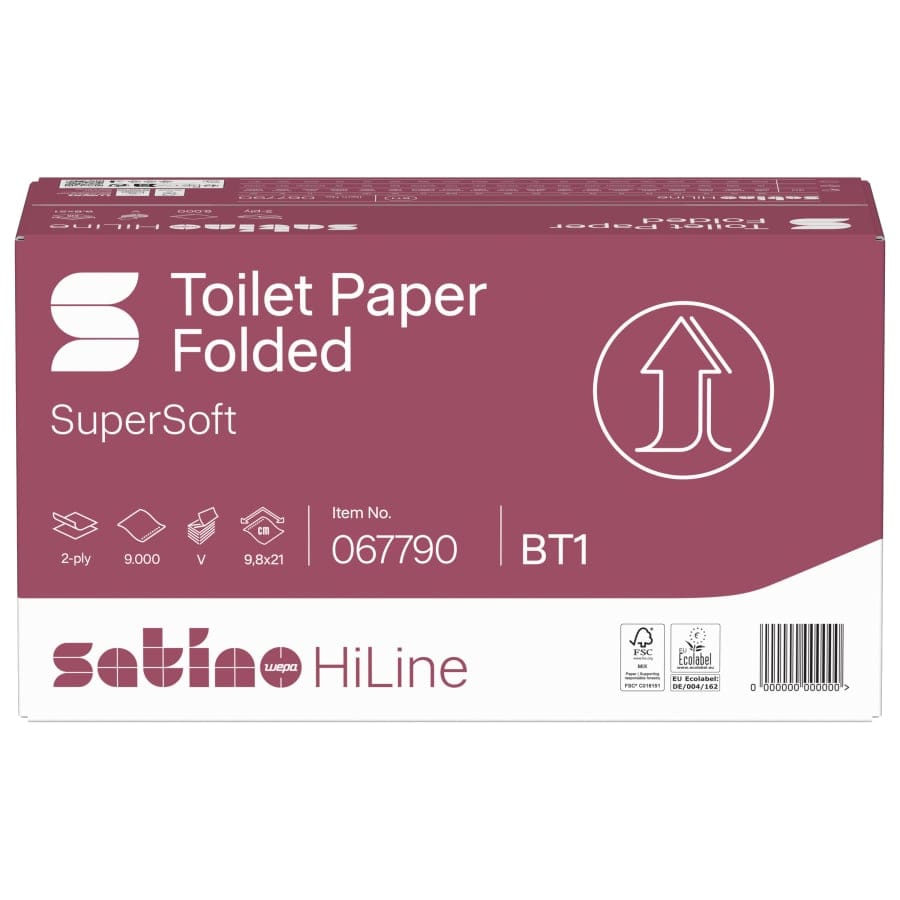 Satino HiLine Toilettenpapier, 2-lagig, hochweiß, V-Falz, BT1