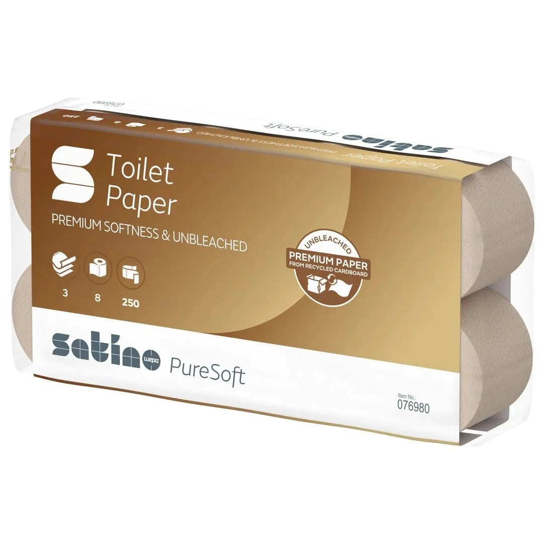 Satino PureSoft Toilettenpapier – 100% Recyclingkarton, weich und hautfreundlich, umweltfreundliches Hygienepapier.