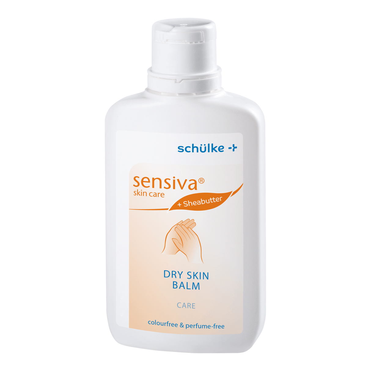Schülke Sensiva Dry Skin Balm Emulsion mit Sheabutter für trockene Hautpflege, farb- und parfümfrei.