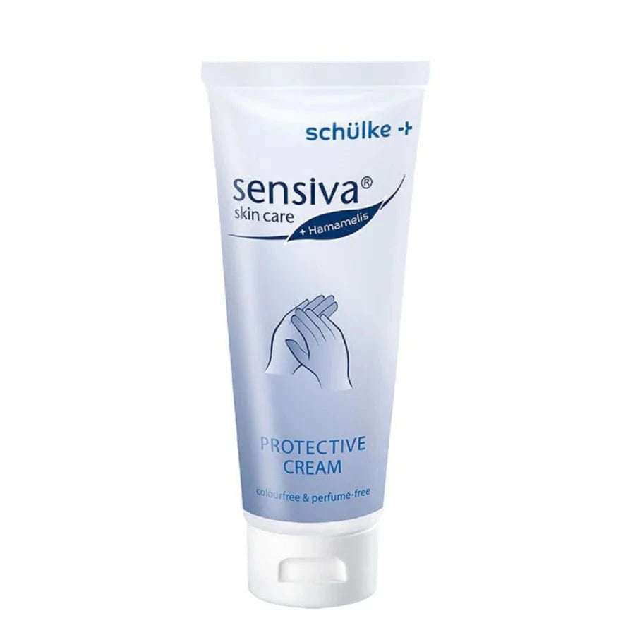 Schülke Sensiva Hautschutzcreme in einer Tube, dermatologisch getestet, farbstoff- und parfümfrei, für empfindliche Hände.
