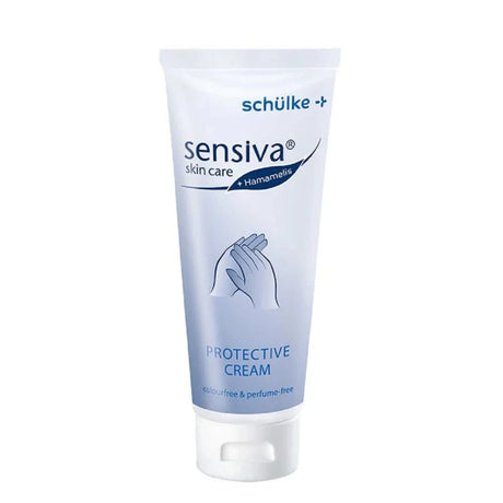 Schülke Sensiva Hautschutzcreme in einer Tube, dermatologisch getestet, farbstoff- und parfümfrei, für empfindliche Hände.