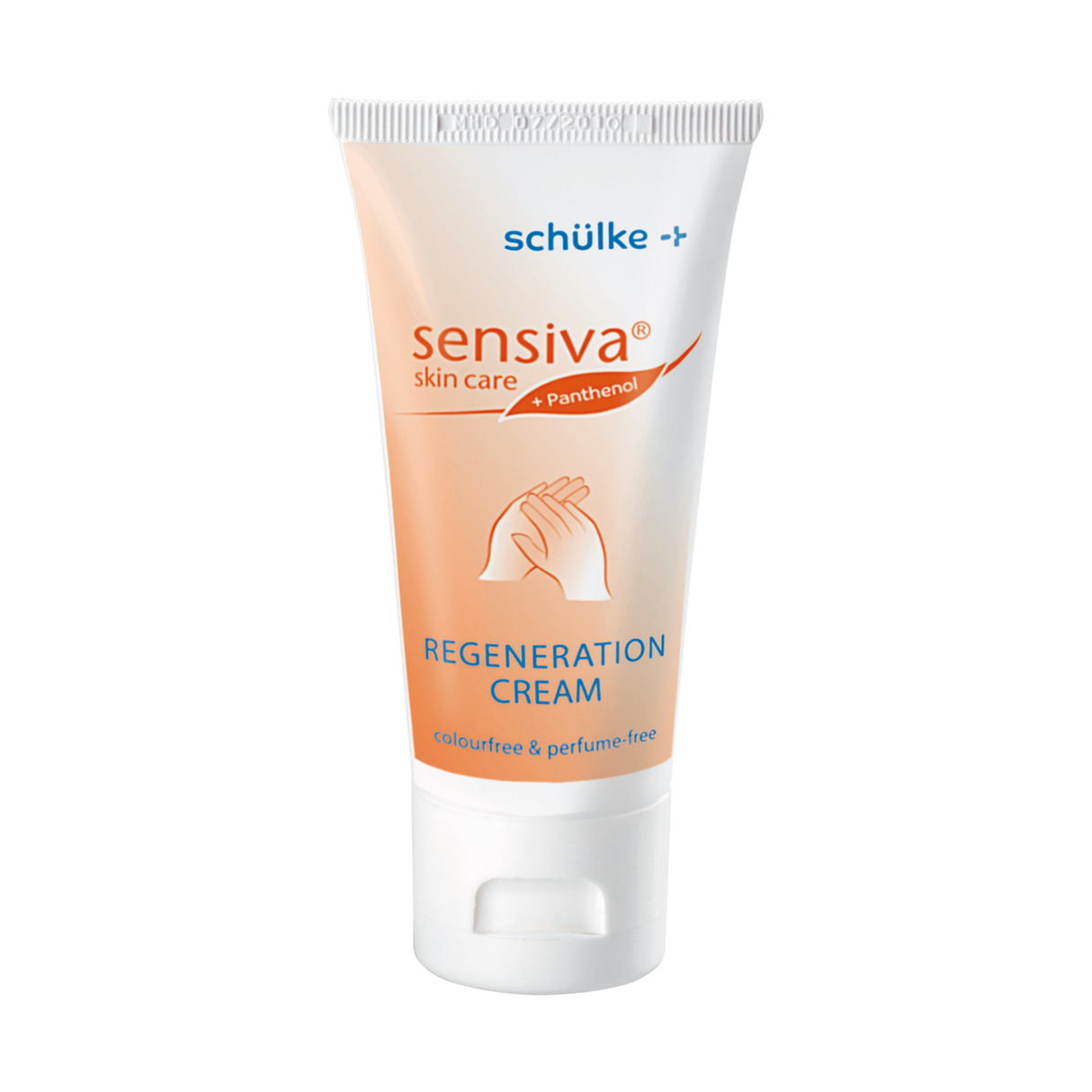 Schülke Sensiva Regenerationscreme für empfindliche Haut, farb- und parfümfrei, mit Panthenol.