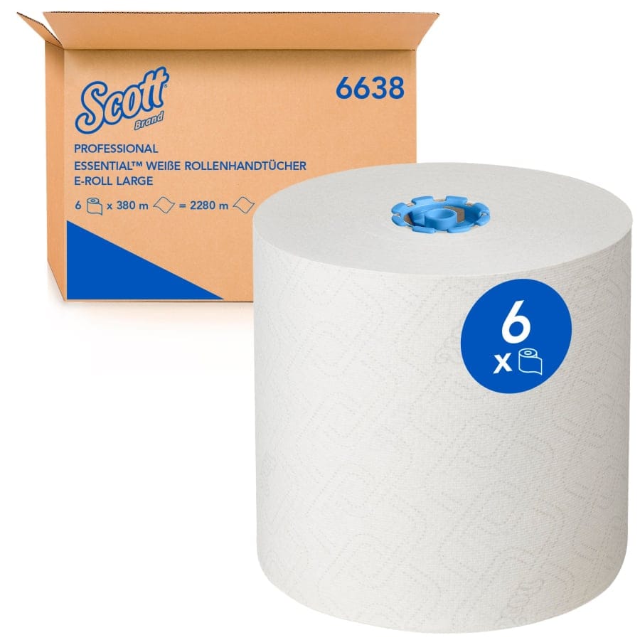 SCOTT® Essential™ Rollenhandtücher, 1-lagig, weiß, Großrolle