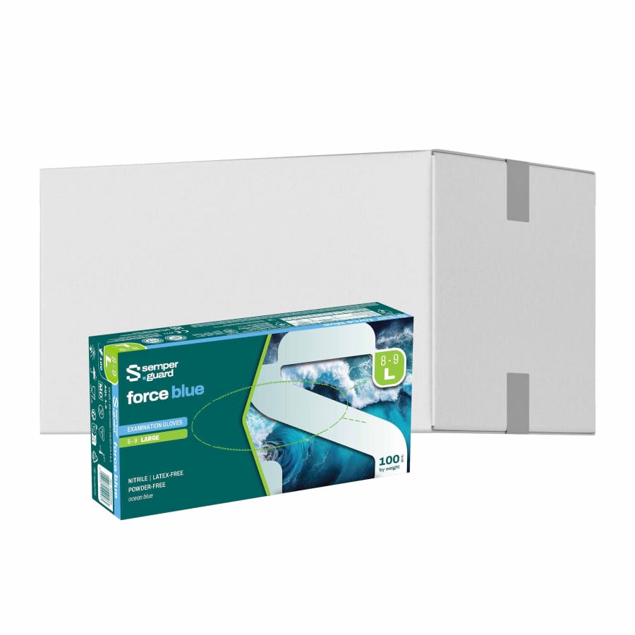 Semperguard® force blue Nitrilhandschuhe, puderfrei, blau L (8-9) – 1 Karton (1.000 Stück)