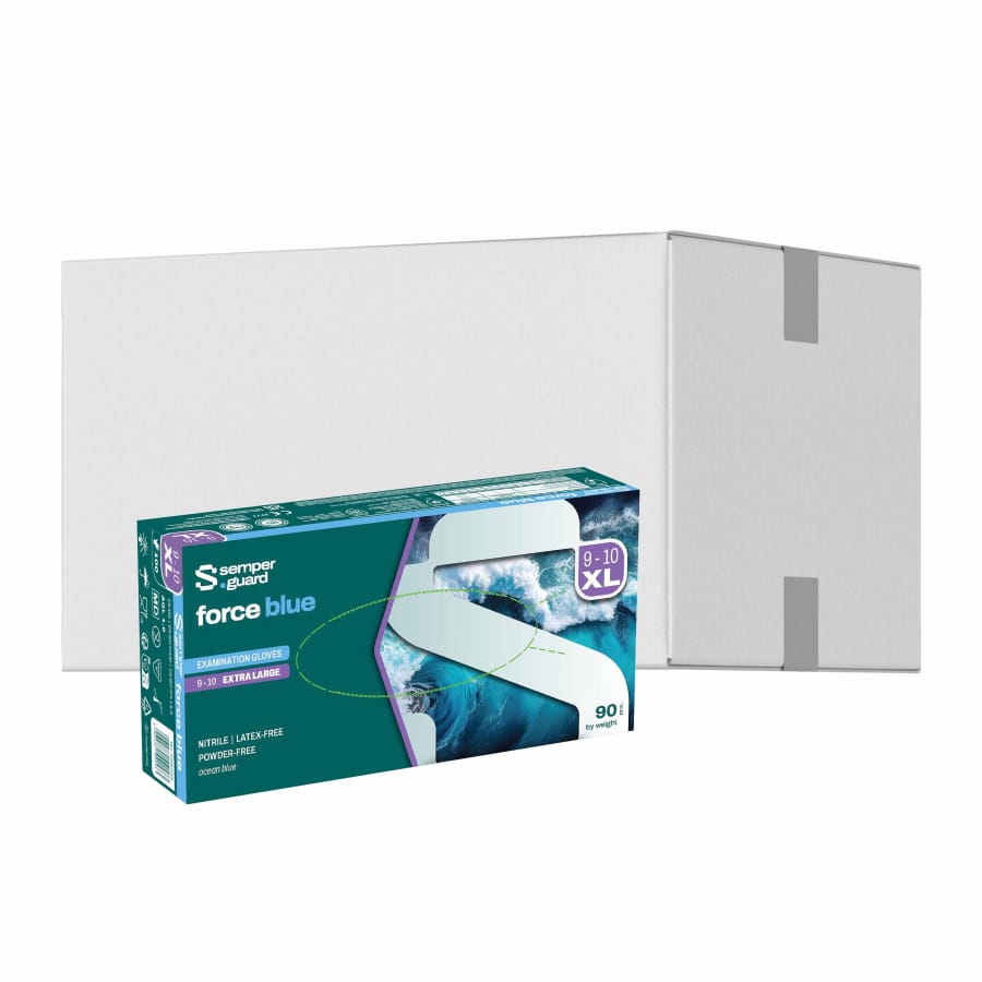 Semperguard® force blue Nitrilhandschuhe, puderfrei, blau XL (9-10) – 1 Karton (900 Stück)