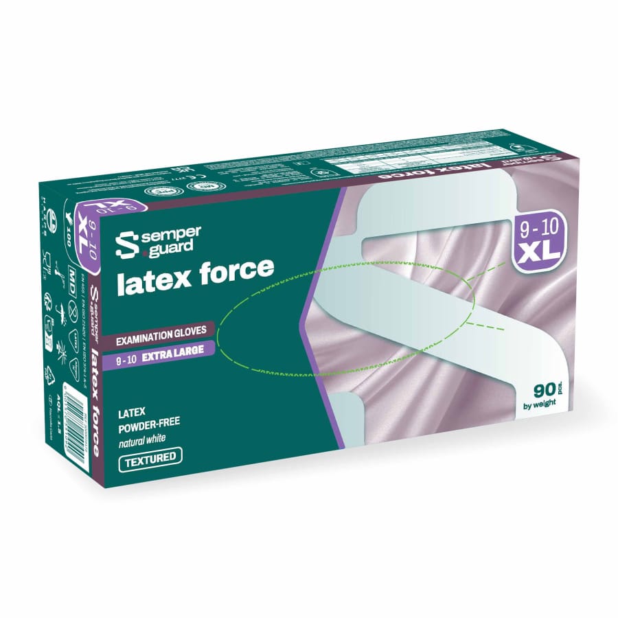 Semperguard® Latex force Einmalhandschuhe, puderfrei, weiß XL (9-10) – 1 Packung (90 Stück)