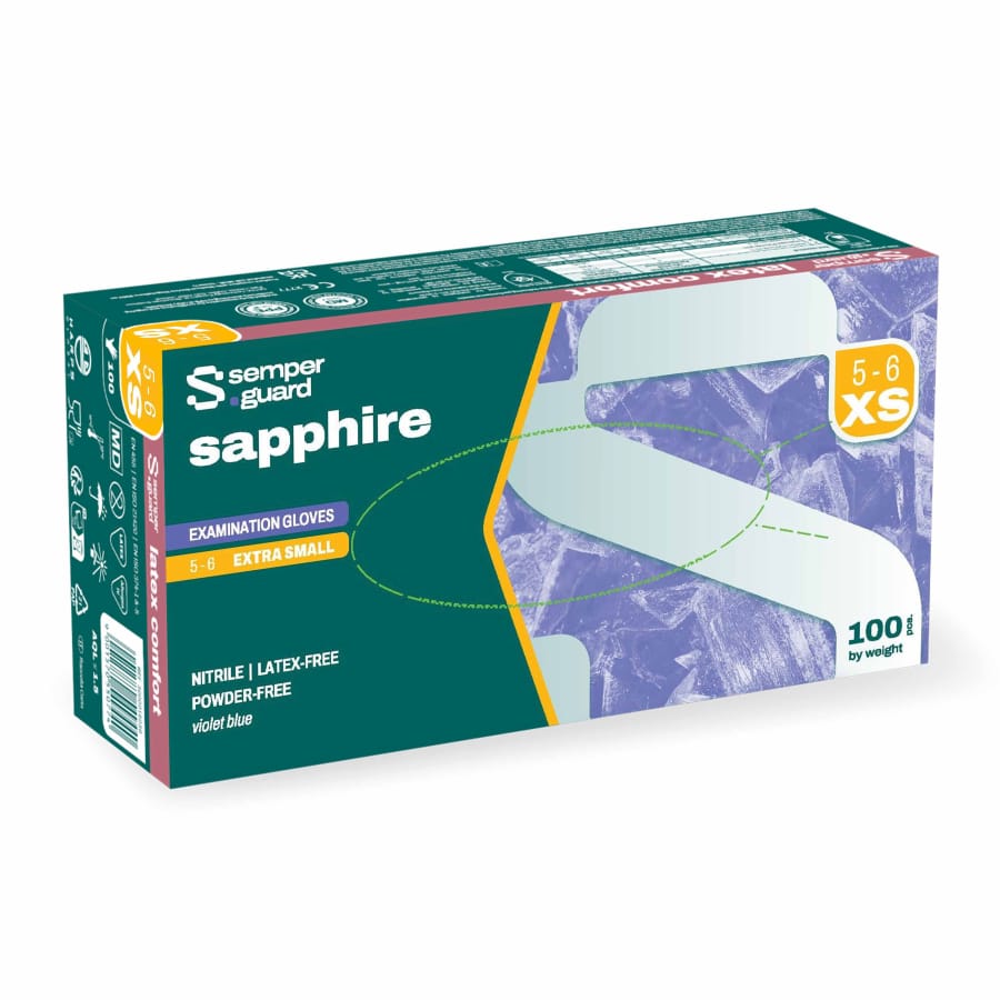Semperguard® sapphire Nitrilhandschuhe, puderfrei, violettblau XS (5-6) – 1 Packung (100 Stück)
