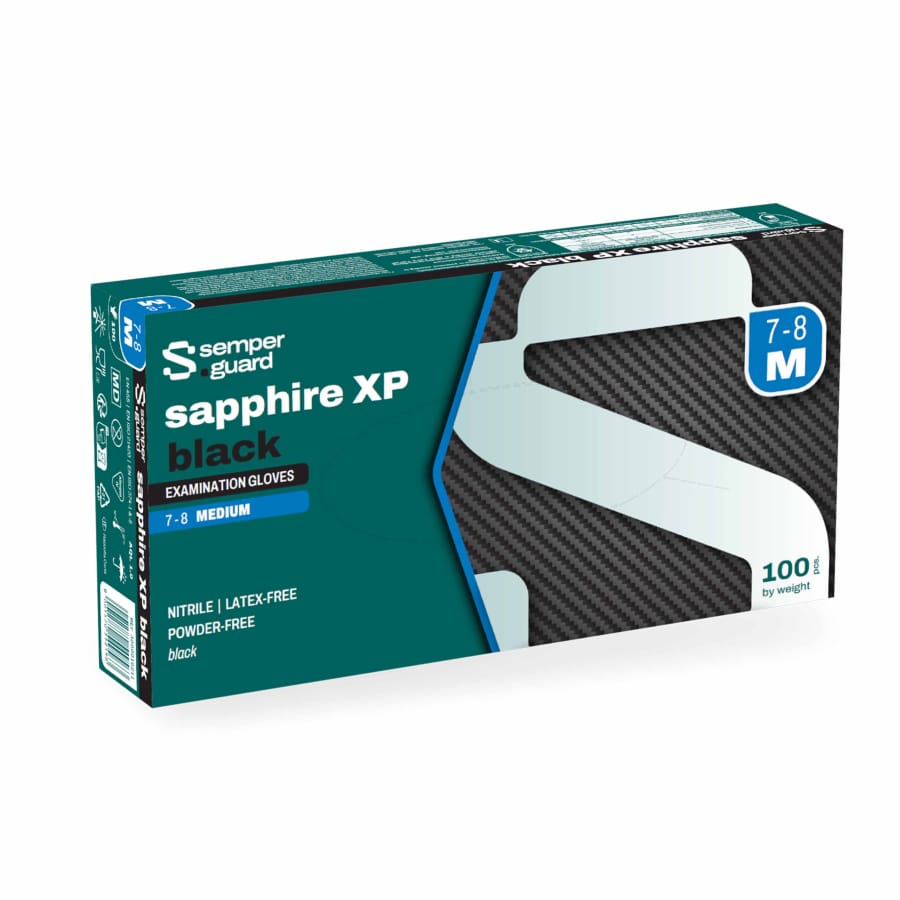 Semperguard® sapphire XP black Nitrilhandschuhe, puderfrei M (7-8) – 1 Packung (100 Stück)