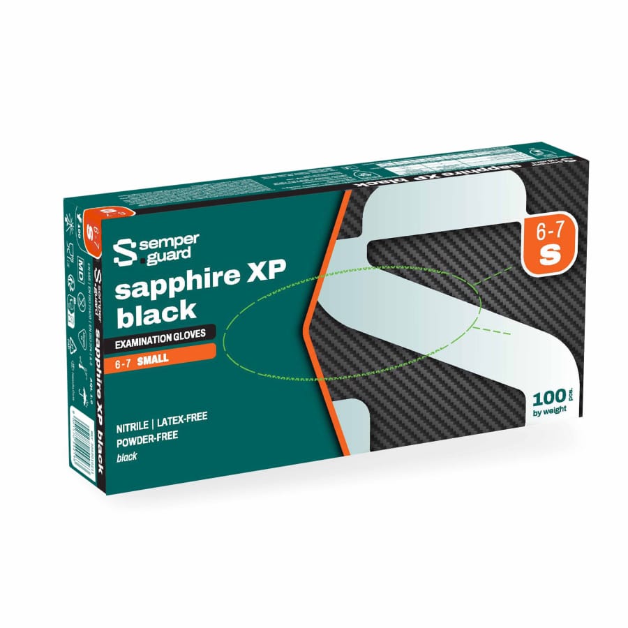 Semperguard® sapphire XP black Nitrilhandschuhe, puderfrei S (6-7) – 1 Packung (100 Stück)