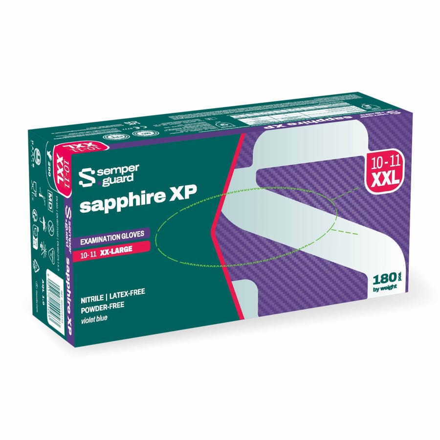 Semperguard® sapphire XP Nitrilhandschuhe, puderfrei, violettblau XXL (10-11) – 1 Packung (180 Stück)