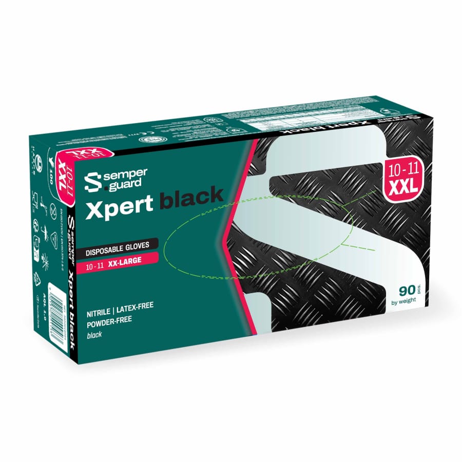 Semperguard® Xpert Black Nitrilhandschuhe, puderfrei, schwarz XXL (10-11) – 1 Packung (90 Stück)