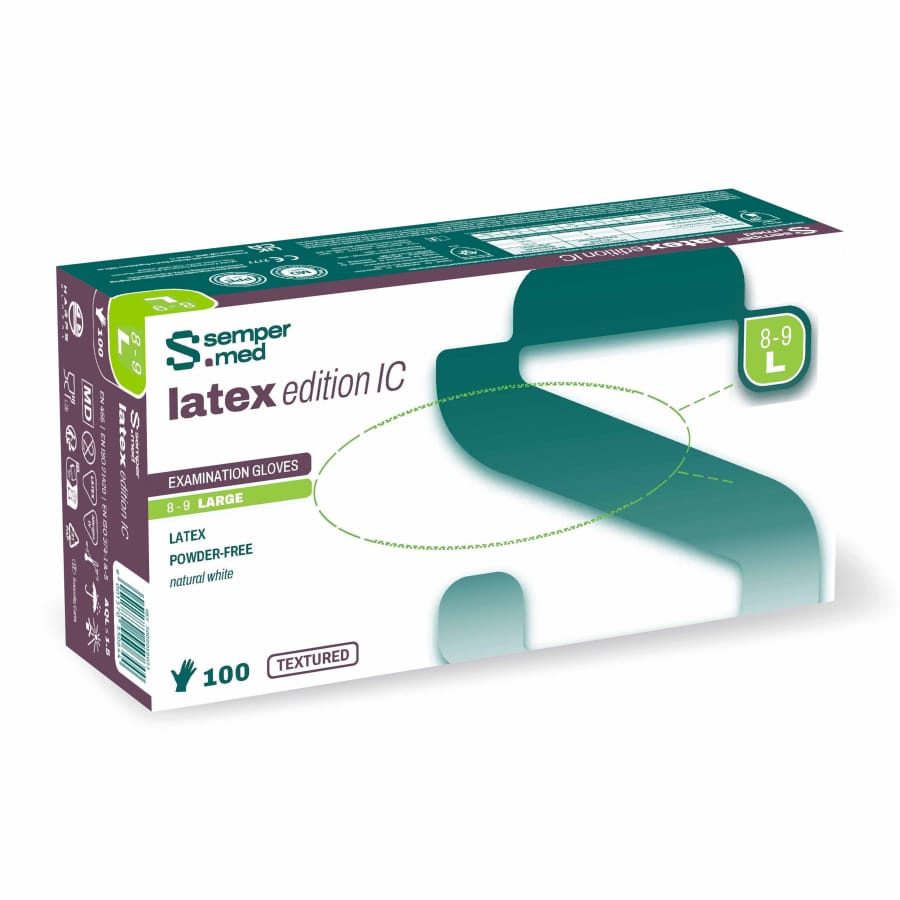 Sempermed® Edition IC Latex Einmalhandschuhe, puderfrei, weiß L (8-9) – 1 Packung (100 Stück)