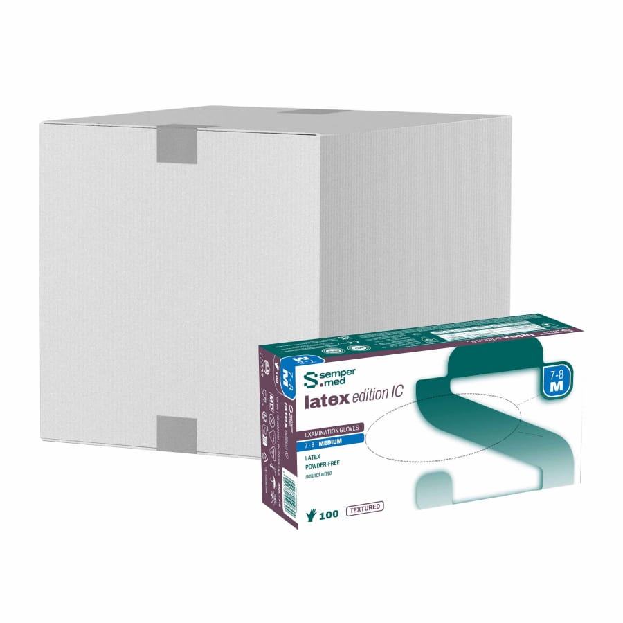 Sempermed® Edition IC Latex Einmalhandschuhe, puderfrei, weiß M (7-8) – 1 Karton (1.000 Stück)