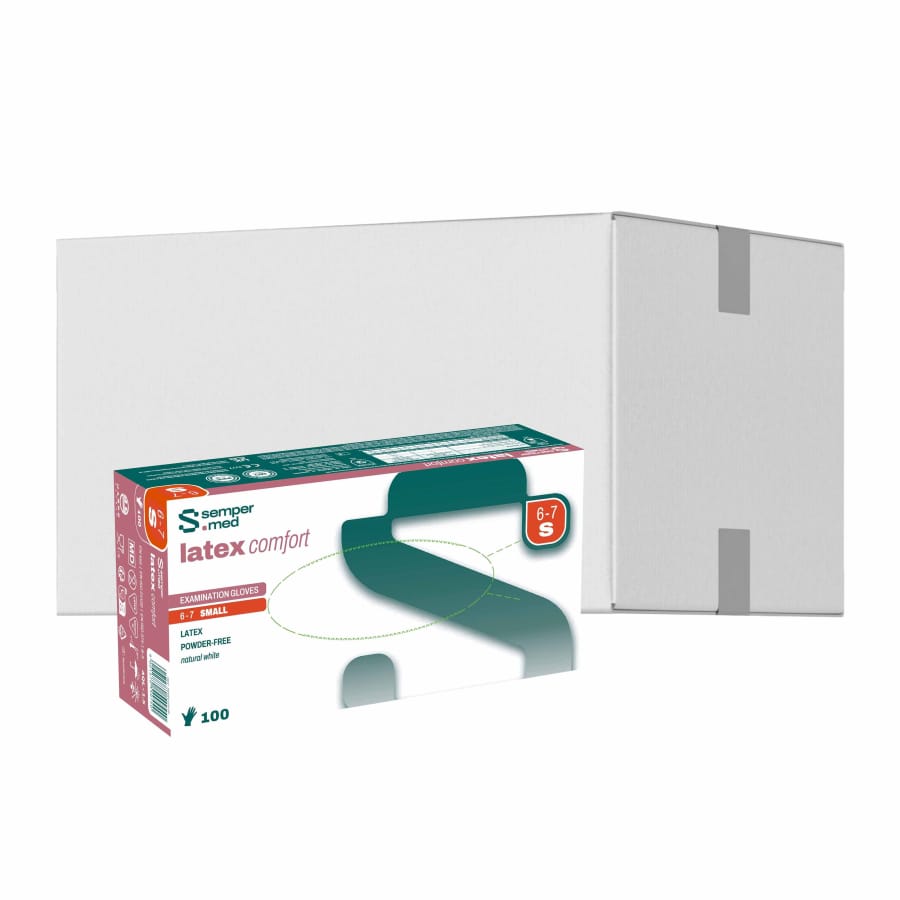Sempermed® Latex comfort Einmalhandschuhe, puderfrei, weiß S (6-7) – 1 Karton (1.000 Stück)