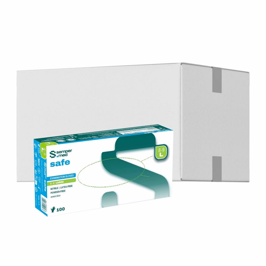 Sempermed® safe Nitrilhandschuhe, puderfrei, blau L (8-9) – 1 Karton (1.000 Stück)