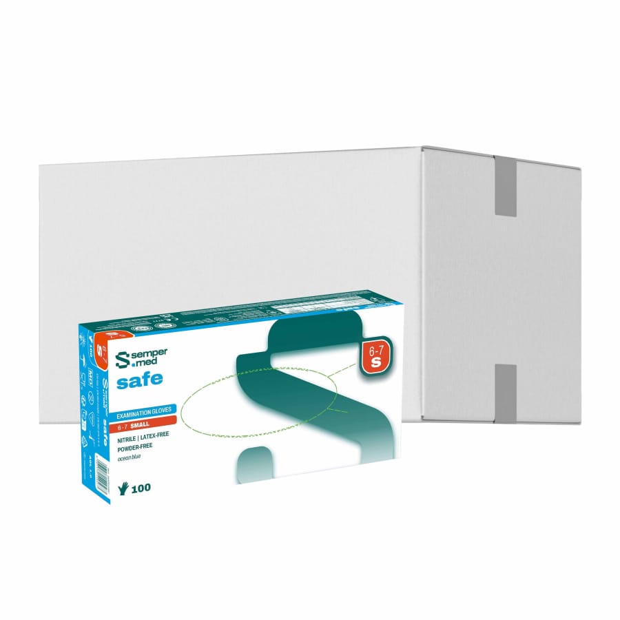 Sempermed® safe Nitrilhandschuhe, puderfrei, blau S (6-7) – 1 Karton (1.000 Stück)