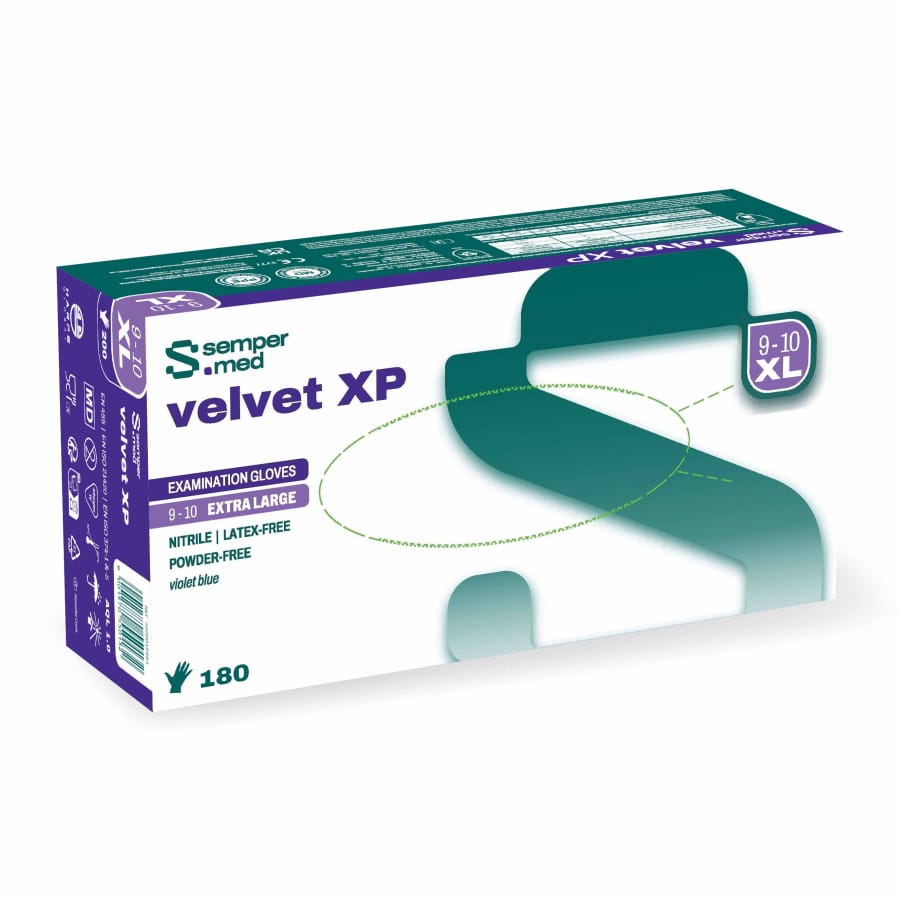 Sempermed® velvet XP Nitrilhandschuhe, puderfrei, violettblau XL (9-10) – 1 Packung (180 Stück)