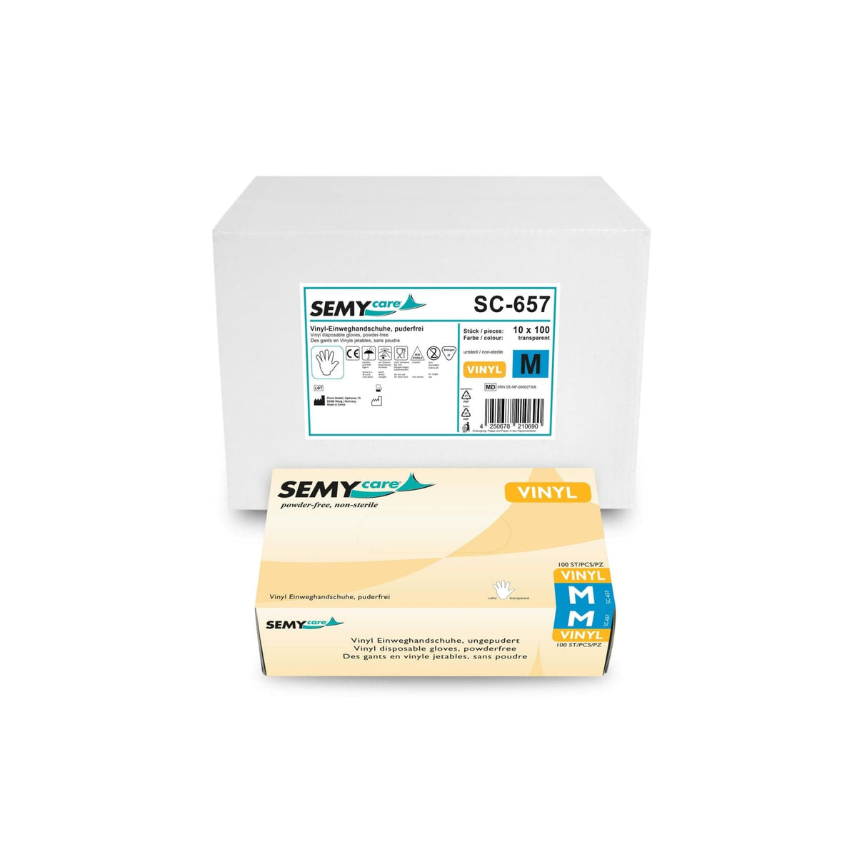SemyCare Einmalhandschuhe, puderfrei, weiß M
