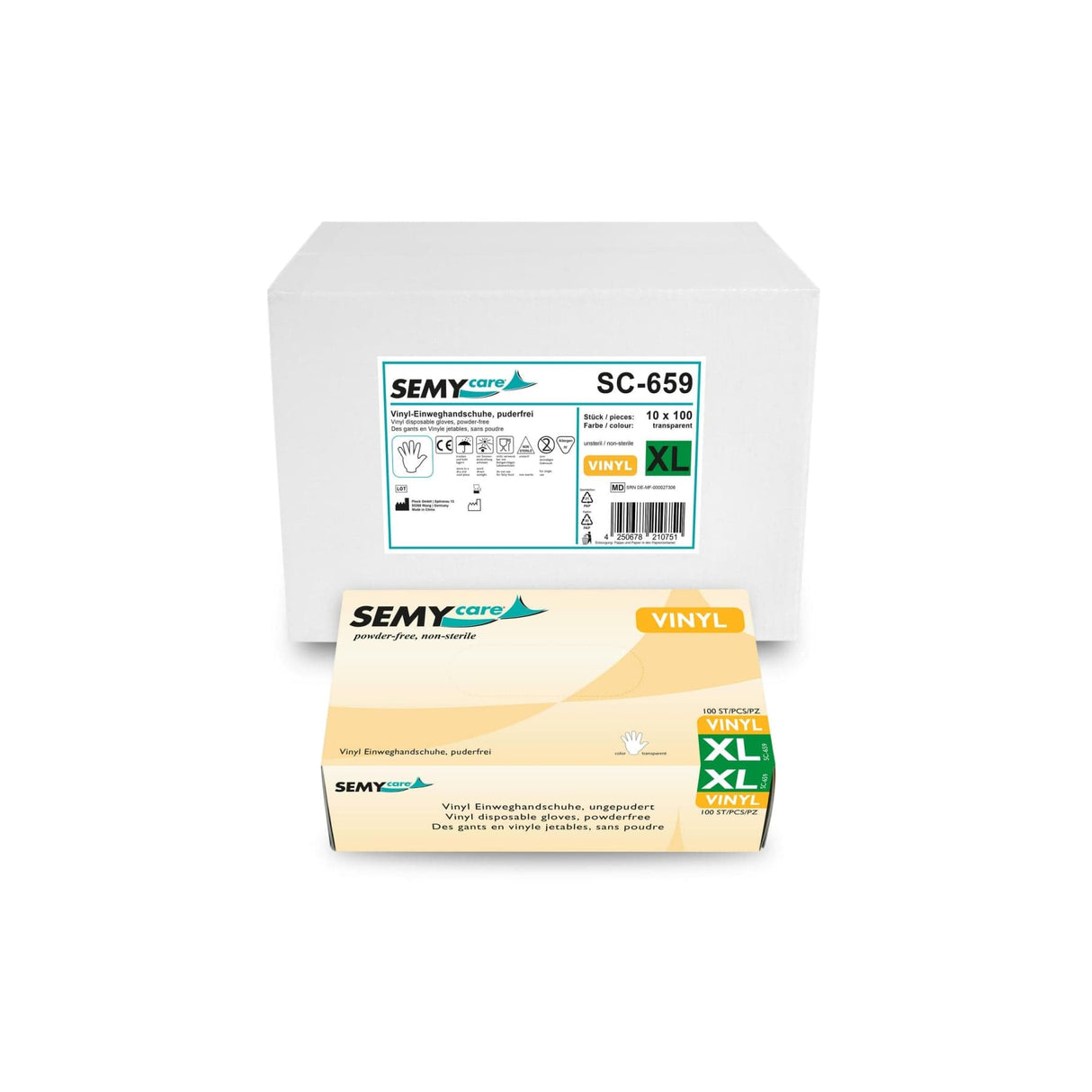 SemyCare Einmalhandschuhe, puderfrei, weiß Xl