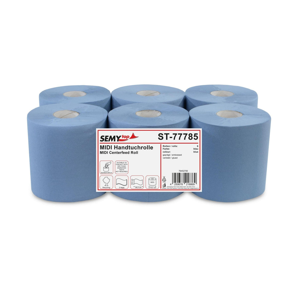 Semytop Handtuchrolle, 2-lagig, Ø 19,5 cm, blau